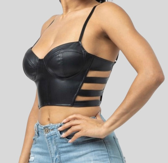 Leather Cut Out Top